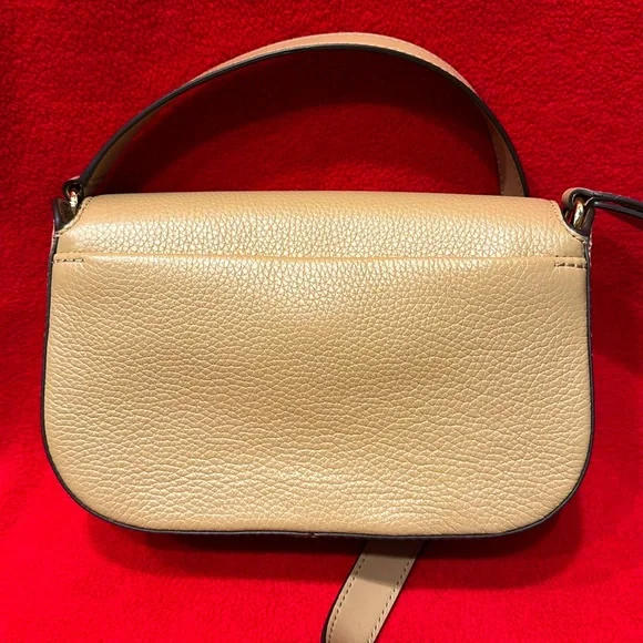 Price Firm Michael Kors Samira Tan Gold Studded Leather Flap Messenger Crossbody - Picture 8 of 13